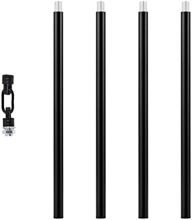 Tsiwgy Matte Black M12 Threaded Extension Rod with Sloped Ceiling Adapter Kits for Pendant Light, Island Lighting,Chandeliers, lighting fixture downrods & stems