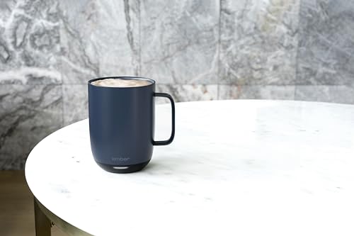 Image of Ember Temperature Control Smart Mug 2, 14 Oz, App-Controlled Heated Coffee Mug with 80 Min Battery Life and Improved Design, (PRODUCT) navy blue