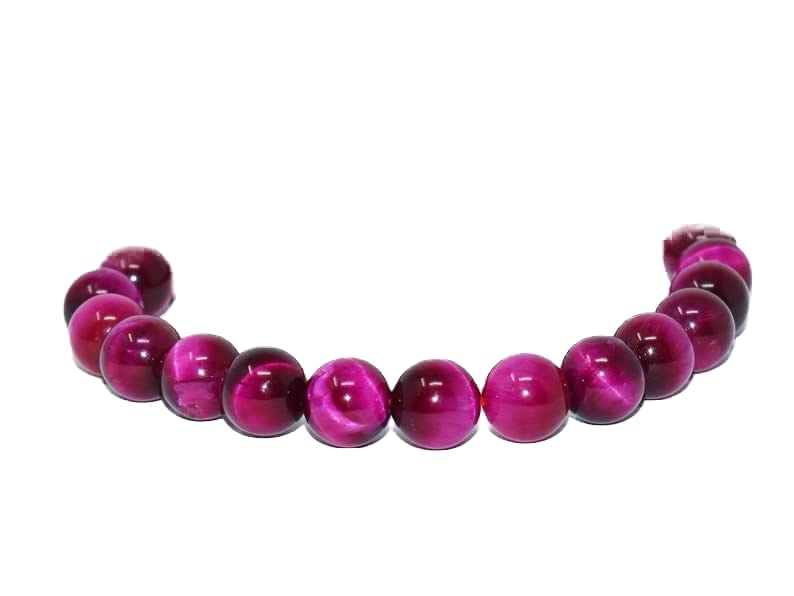Bracelet oeil de tigre fuchsia 8mm LKBEADS mixte de 7 pouces pour méditation