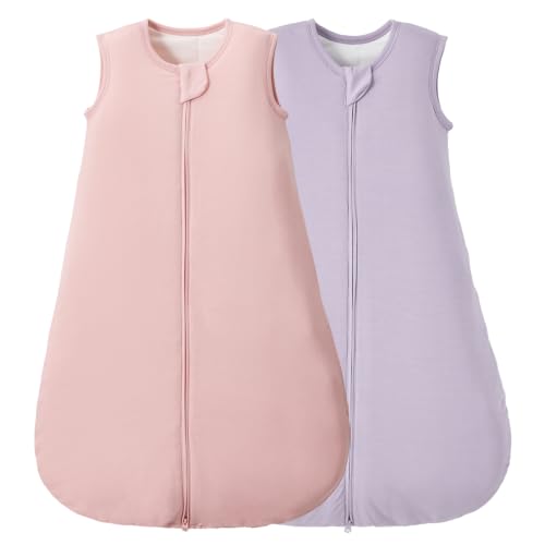 Image of Duomiaomiao 2 Pack Buttery Soft Wearable Blanket Rayon Made from Bamboo Baby Sleep Sack 18-36 Months 1.0 TOG, Premium Baby Sleeping Bag 2-Way Zipper for Babies