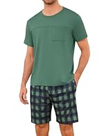 Made from soft, comfortable fabric, the Leversic men's short pajama set is skin-friendly, slightly stretchy, lightweight, breathable, and resistant to fading and deformation. The set features a round neck, short sleeves, a chest pocket, plaid shorts,...