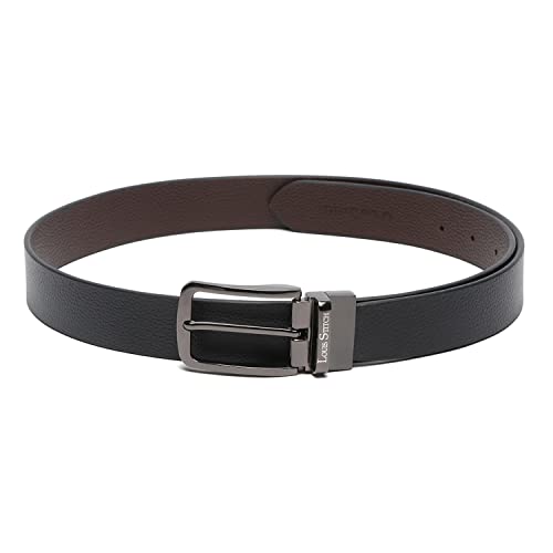 Image of LOUIS STITCH Men's Italian Leather Reversible Belt 1.25 inch (35mm) Handcrafted Formal Waist Band Officewear Men Gents Boys (Brown /Black) (FF-CS-)