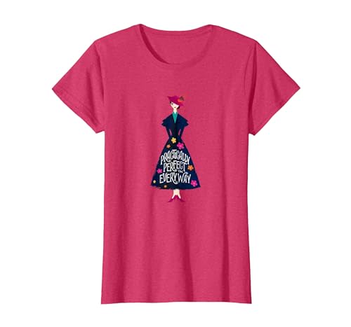Image of Disney Mary Poppins Returns Practically Perfect T-Shirt T-Shirt, Women, Red Heather, Large