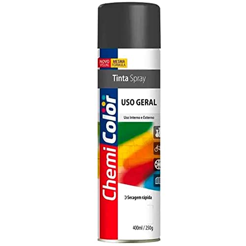 Tinta Spray Uso Geral Preto Brilhante 400ml Chemicolor