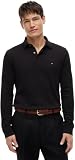 Tommy Hilfiger Polo de Manga Larga Hombre Regular Fit con Botones, Negro (Black), M