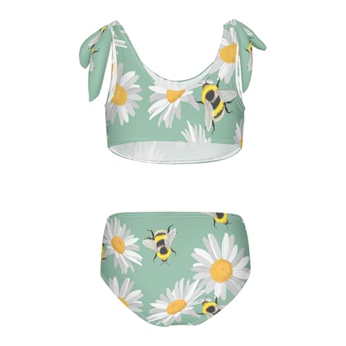 Girls Daisy and Bee Patterns Swimsuit Two Pieces Bikini Set Bathing Suits Swimwear Crop Top Swimsuit Set2
