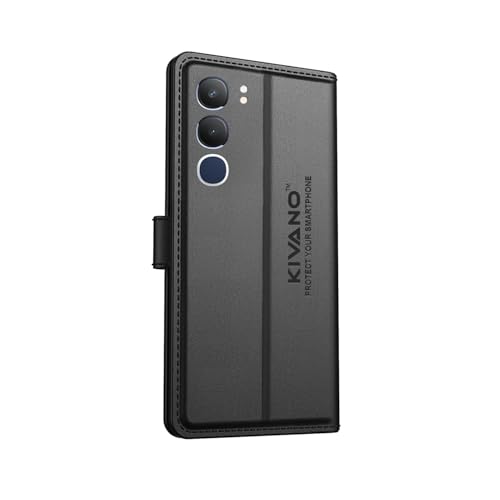 Image of Compatible with Vivo Y29 5G Flip Cover | Leather Finish | Inside Pockets & Inbuilt Stand | Shockproof Wallet Style Magnetic Closure Back Cover Case