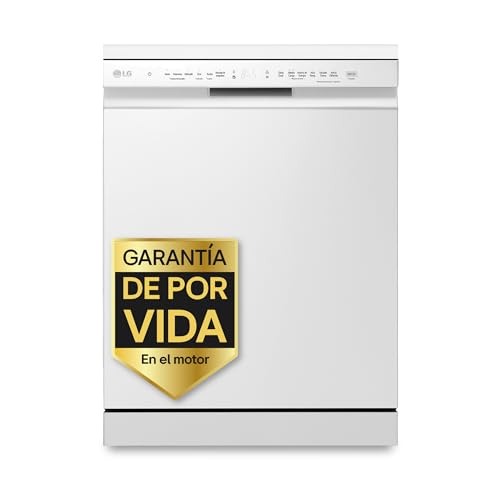 LG DF242FW - Lavavajillas 60 cm y Capacidad 14 Cubiertos, Lavavajillas LG con Función QuadWash, Motor Inverter Direct Drive, Carga Fácil y Flexibilidad, Color Blanco
