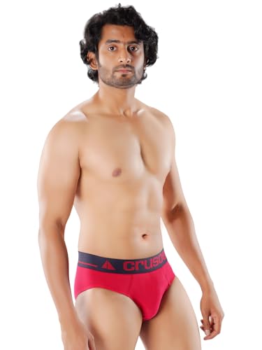 Image of CRUSOE Men's Antimicrobial Super Combed Cotton Fashion Brief - Pack of 2 | Breathable, Soft Stretch Fit Underwear | Tag-Free, Odor Control Innerwear