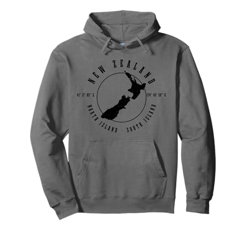 New Zealand Vintage North South Island Map Pullover Hoodie