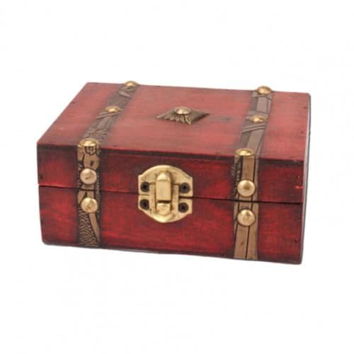GUDEKIKL 1Pc Wooden Vintage Treasure Box, Pirate Treasure Storage Case, Antique Design Jewelry Organizer, Retro Wood Treasure Chest For Photography Prop