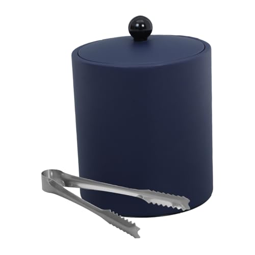 Cubitera de hielo grande de acero inoxidable con tapa para coctelería y reuniones en casa