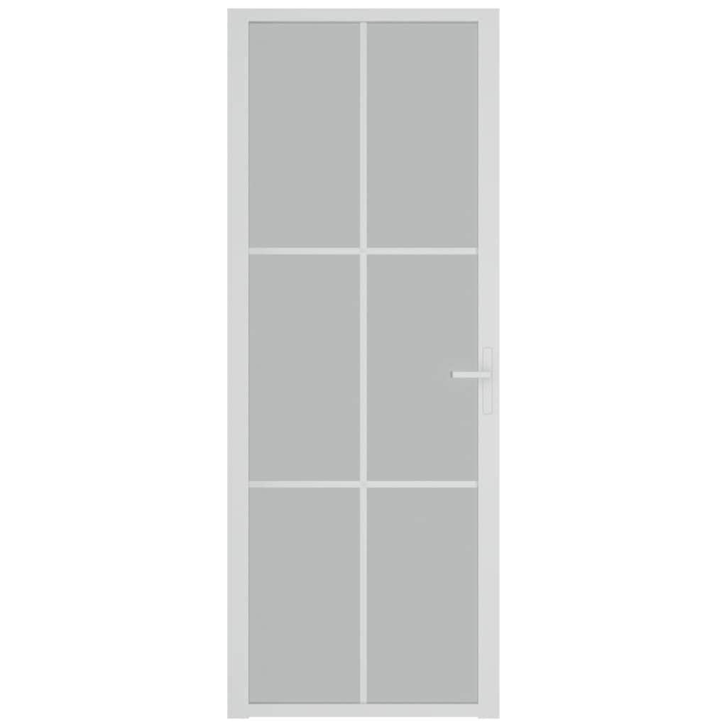 vidaXL Innentür Modernes Design Glastür Komplettset Zimmertür Tür Drehtür Wohnungstür mit Montagezubehör 76x201,5cm Weiß Mattglas Aluminium