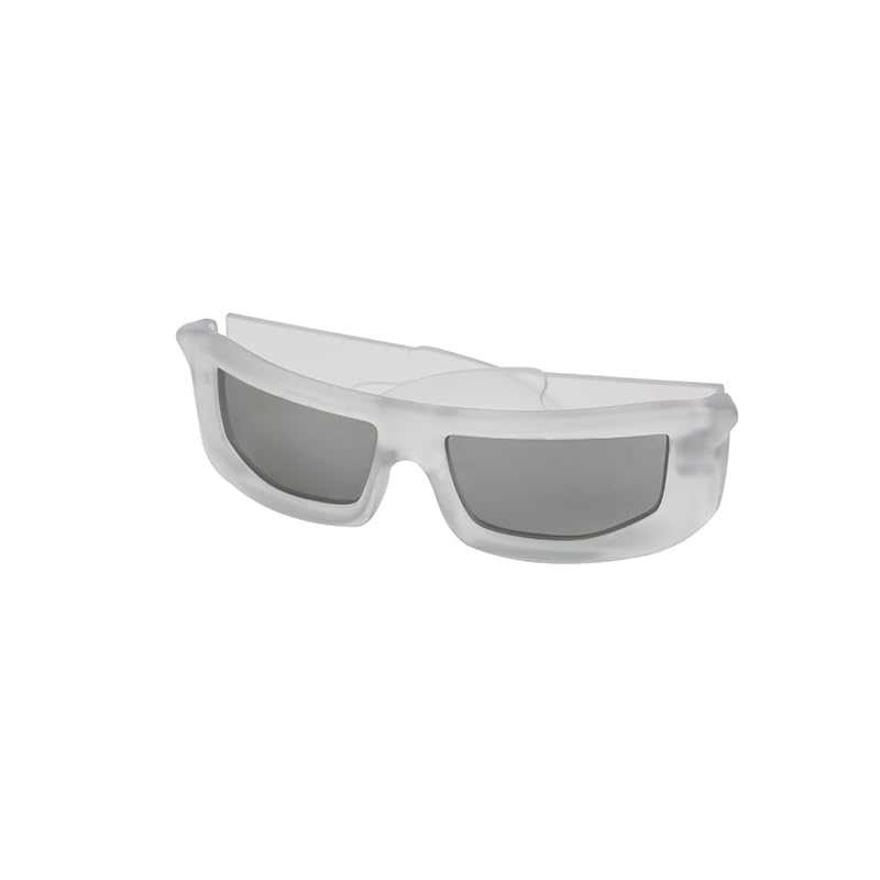 Futuristic Rectangle Sunglasses, Frosted White Frame, Gray Lenses2