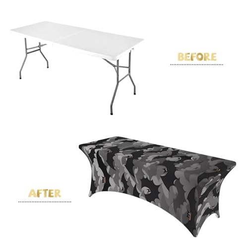Nappe de table extensible 1,8m chauve-souris grise en élasthanne pour buffet rectangulaire - 5