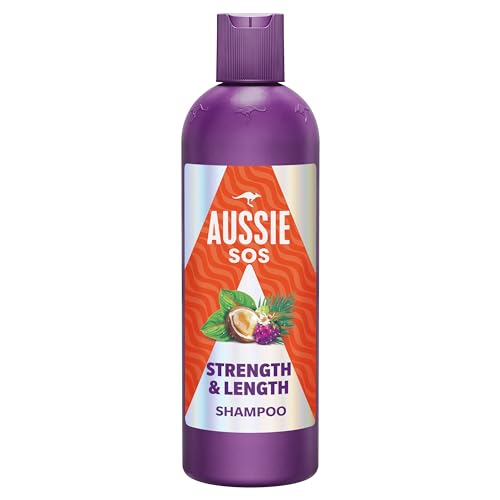 Aussie SOS Strength & Length Champú 300ml Hidrata Y Fortalece El Pelo Largo, Débil Y Quebradizo. Nutre El Cabello Frágil Y Ayuda A Prevenir Las Puntas Abiertas Y Los Daños Del Peinado. Fórmula Vegana