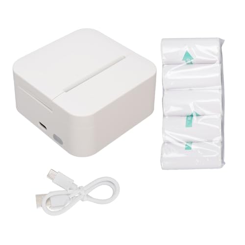 Image of Portable Thermal Printer Mini Printer 203 Dpi High Resolution Rechargeable Pocket Printer with 5 Rolls Paper for Students Office Home Use ABS Material