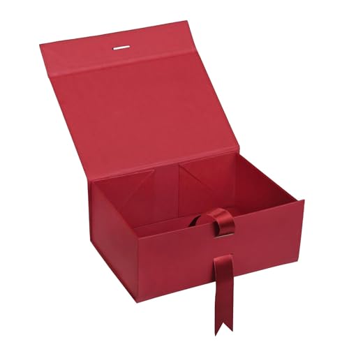 Aakriti Maroon Foldable Rakhi Gift Box Empty Gift Box with Satin Ribbon, Multipurpose Hamper Box Holds upto 5 kg Reuse Gift Boxes for Gift Packing (Medium 24 x 17 x 10 cm, Maroon Matte Finish 3Pcs)