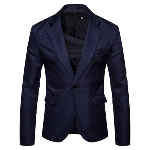 Men Solid Casual Suit Coat One Button Slim Fit Blazer Jackets for Business Wedding Party Banquet
