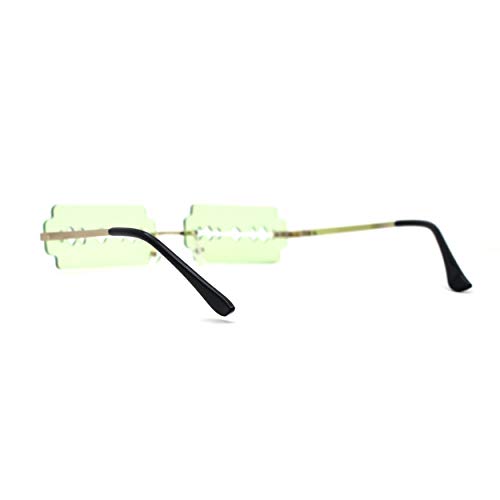 Razor Blade Shape Funky Hipster Rimless Sunglasses4