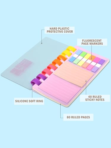 Image of DOODLE A6 Spiral Notebook Diary with Sticky Notes & Page Markers - 80 Ruled Pages, 80 GSM - Soft Wiro Bound for Smooth Writing - Note Keeper for School, College & Office Use