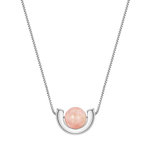 QIAMNI Handmade Dainty Pink Round Ball Meniscus Chain Choker Pendant Necklace Birthday Gift Women Charm Party Wedding Jewelry