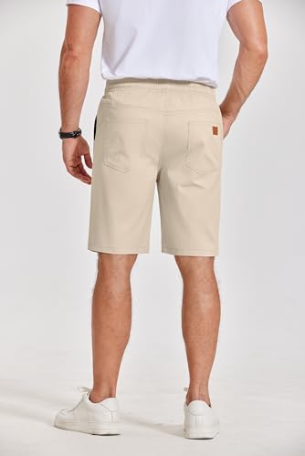Image of COOFANDY Mens Casual Shorts Cotton Elastic Waist Drawstring Shorts Lightweight Summer Beach Shorts