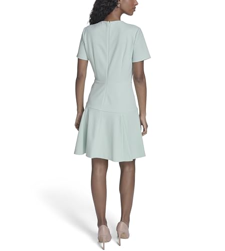 Image of Tommy Hilfiger Women's Short Sleeve Button Front Sparkle Boucle Knit Fit and Flare Mini Dress