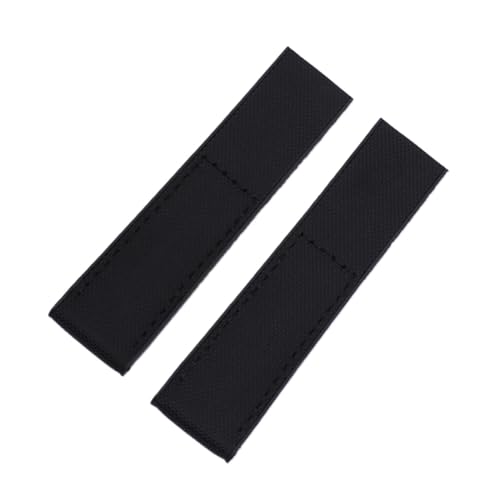 Bracelet de montre en nylon noir 24 mm boucle pliante argent mat Run Ken