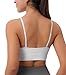 3Pack Womens Deep V-Neck Longline Sports Bra, Strappy Criss Cross Padded Cups Adjustable Spaghetti Straps Workout Yoga Crop Top