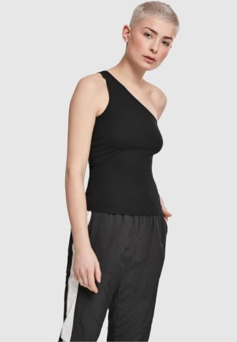 Urban Classics Ladies Asymmetric Top Mujer Top Negro L 95% algodón, 5% elastán Regular
