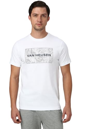 Image of Van Heusen Men Cotton Regular Fit Athleisure Graphic T-Shirt - Round Neck, Short Sleeve, Minimal Print