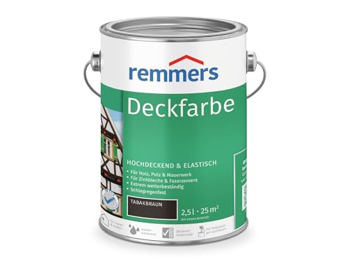 Remmers Peinture Finition Tabac, 2,5 litres, Peinture aqueuse pour intérieur et extérieur, protection contre les intempéries pour le bois, le zinc, et nombreux autres supports.