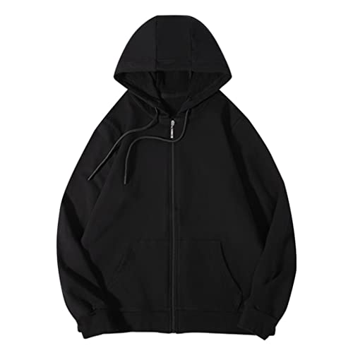 LNICEAR Unisex Women Men Hooded Sweatshirt Casual Solid Color Zip Up Hoodie Long Sleeve Top Jacket with Pocket