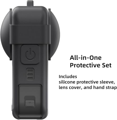 Image of M.G.R.J Soft Silicone Protective Case Cover for DJI Osmo 360 Action Camera, Camera Lens Cover Cap with Hand Strap (Black)