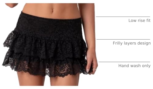 Image of Womens Y2k Ruffle Bloomer Short Lolita Layered Lace Mini Skirt