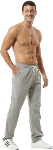 Hoerev Men Casual Beach Trousers Linen Summer Pants4