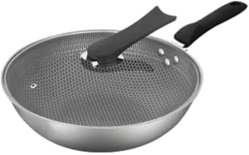 Farigrut ステンレススチール 深型中華鍋 32cm 焦げ付き防止機能付き ダブルハンドル 軽量設計 錆びにくい素材 ガスコンロ専用 家庭用キッチン用品 料理スキルアップに最適?