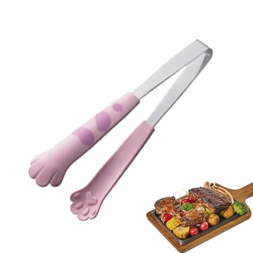Pinzas para gatos - Pinzas de cocina con forma de pata de gato, utensilios de cocina pequeños y funcionales | Pinzas de acero inoxidable para altas temperaturas, herramientas de cocina versátiles perf