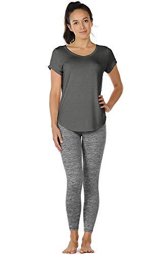 icyzone Dames rugvrij yoga T-shirt korte mouwen sport vrije tijd tops losse casual V-hals shirt, 2-pack - Image 3
