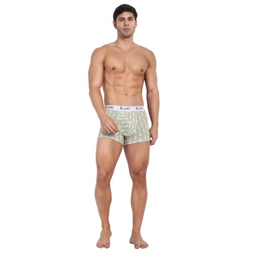 Image of Zyke Men's Printed Cotton Trunk Innerwear | 95% Cotton 5% Elastane Stretch Underwear | Ultra Soft Waistband Anti-Bacterial Moisture Wicking Trunks for Men Pack of 1