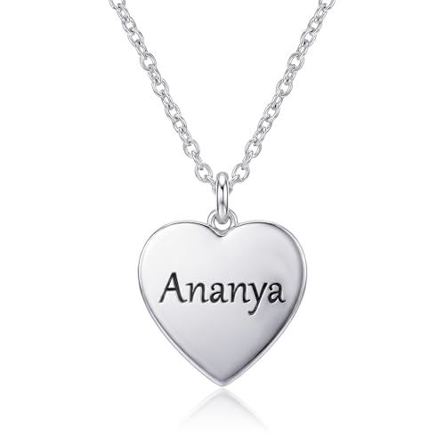 Image of TRUESILVER ACPL 925 Sterling Silver Personalised Necklace for Womens | Customized Engraved Charm Necklaces | Jewelry Gift for Anniversary Wedding Birthday
