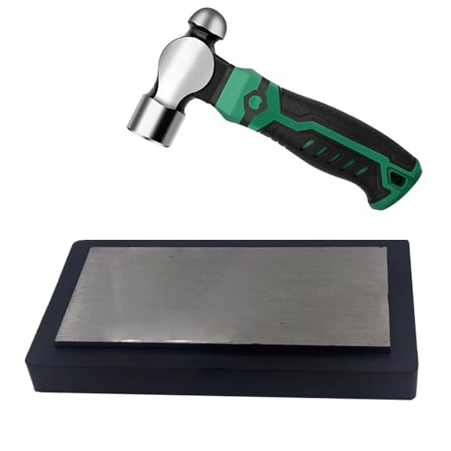 6.7x3.2 Steel Bench Block with Rubber Block and Metal Stamping Hammer Kit Jewelry Metal Stamping Tools for Jewelry Making Metal Stamping and DIY Jobs (Rectangle)