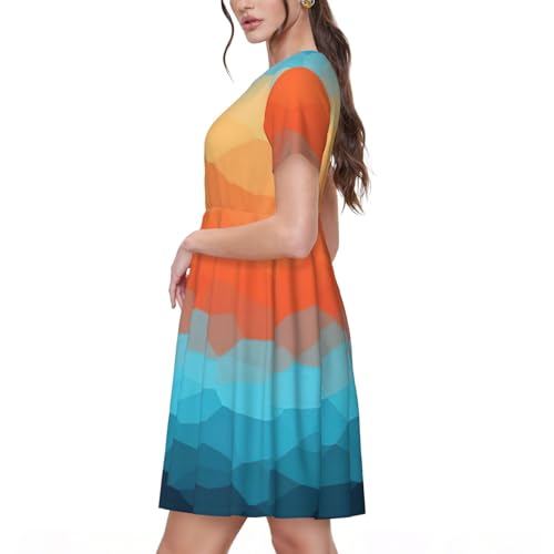 Robe d'été élégante avec manches courtes et dégradé - 2