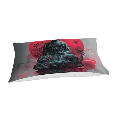 Housse de couette Bouddha 3D avec finitions soignées en microfibre