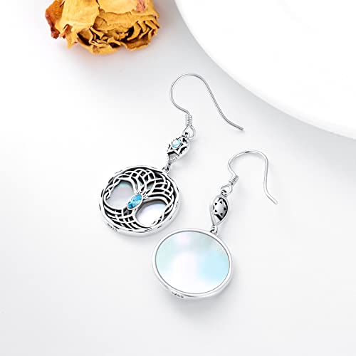 Celtic Tree of Life Earrings Sterling Silver Family Tree Dangle Drop Earrings with Birthstone Crystals, Birthday Jewelry Gifts for Women Her3
