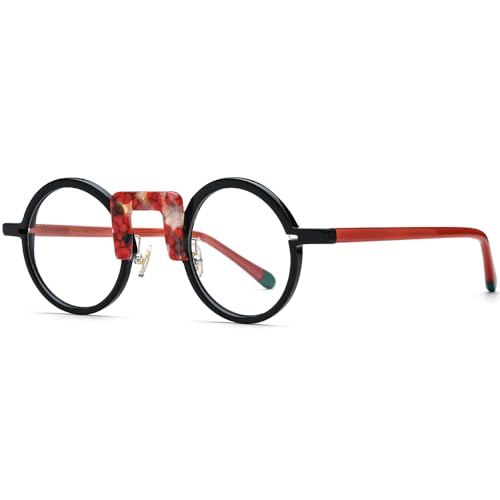 Image of HEPIDEM Multicolor Acetate Glasses Frame Men Women Round Eyeglasses Optical Spectacles 9377