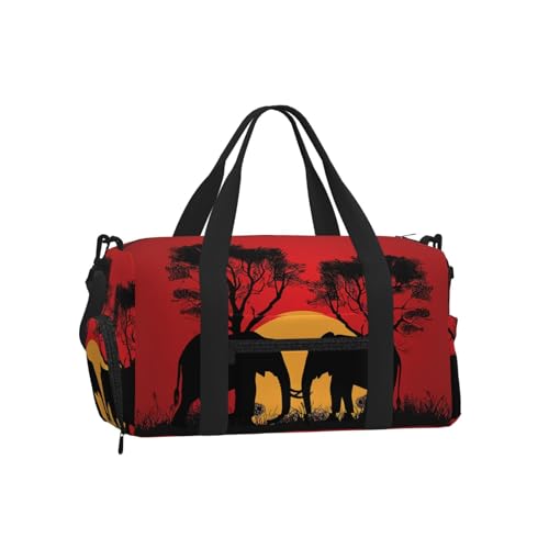 Sac de sport et voyage Mexpekil motif coucher de soleil éléphants pour le week-end