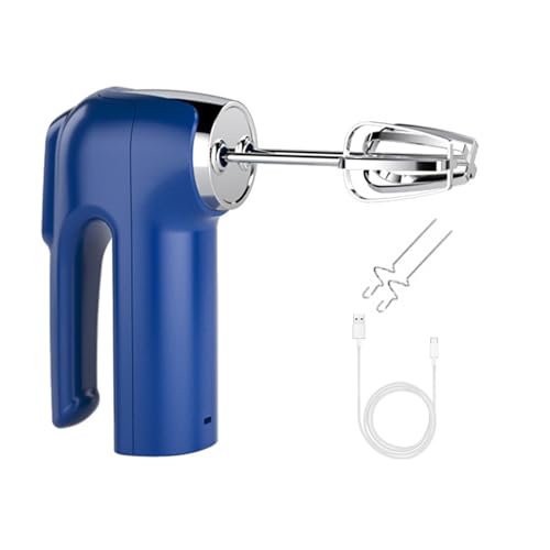 クロウ華 ハンドヘルド電動泡立て器 速度調整可能 コードレス 3 USB 充電式 ステンレス鋼 エッグビーター ミキサー ブレンダー ミルク泡立て器 青い