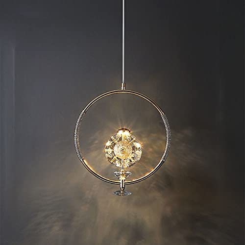 Lampe suspendue à LED en cristal doré avec 3 modes de couleur pour chambre
